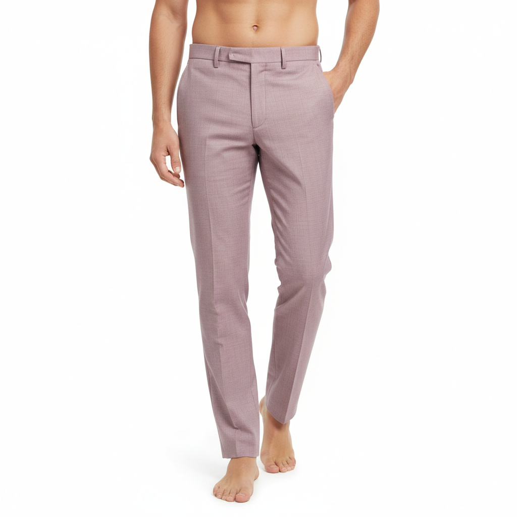 Tailored Casual Trousers in Rose Mauve – Model Shot