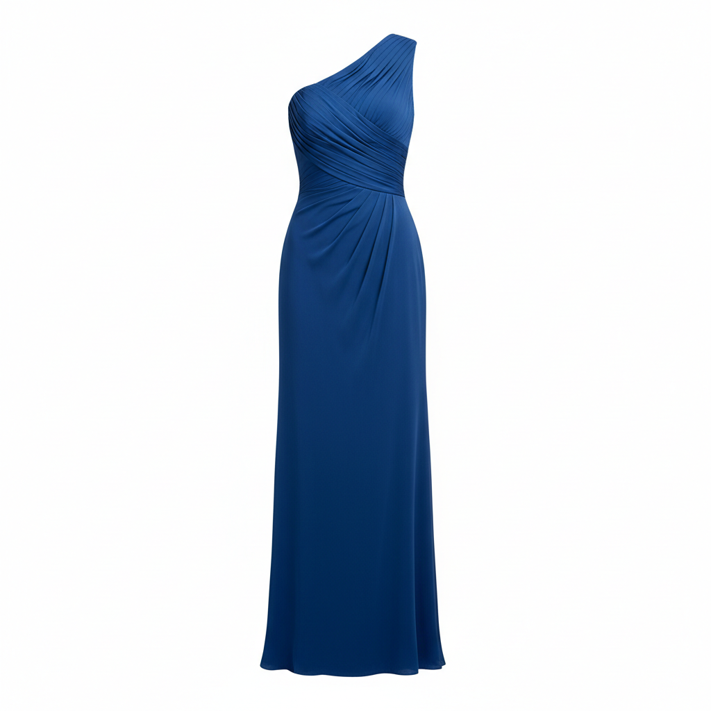 One Shoulder Evening Dress in Royal Blue – Front View