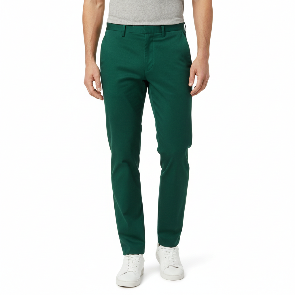 Tailored Casual Trousers in Emerald Green – Model Shot