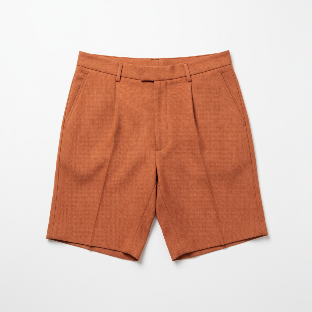 Bermuda Tailored Shorts in Terracotta Rust – Hero