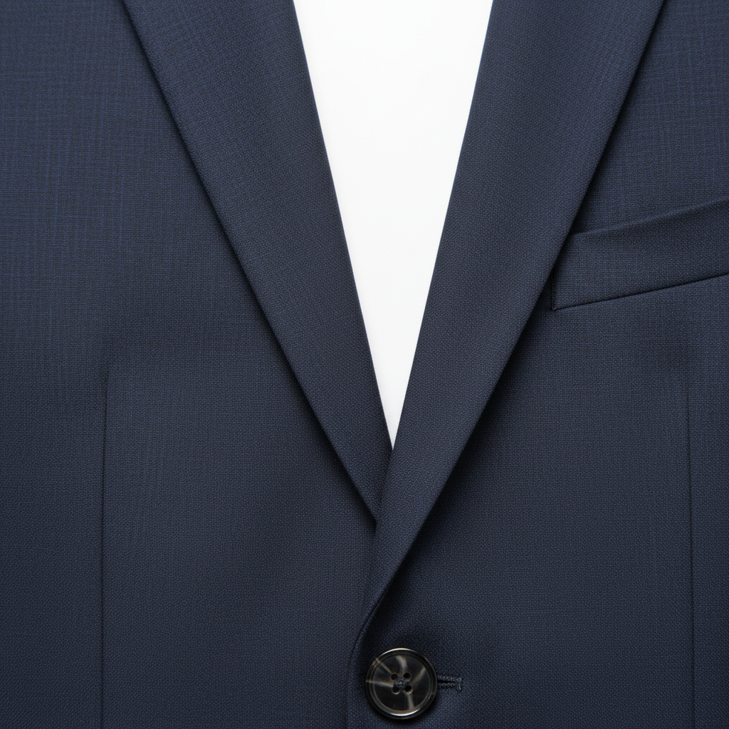 Executive Single-Breasted Blazer – Midnight Navy – Fabric Detail