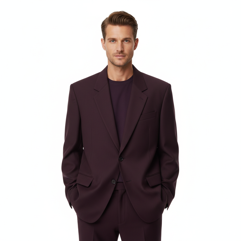 Modern Oversized Blazer – Dark Plum – Model