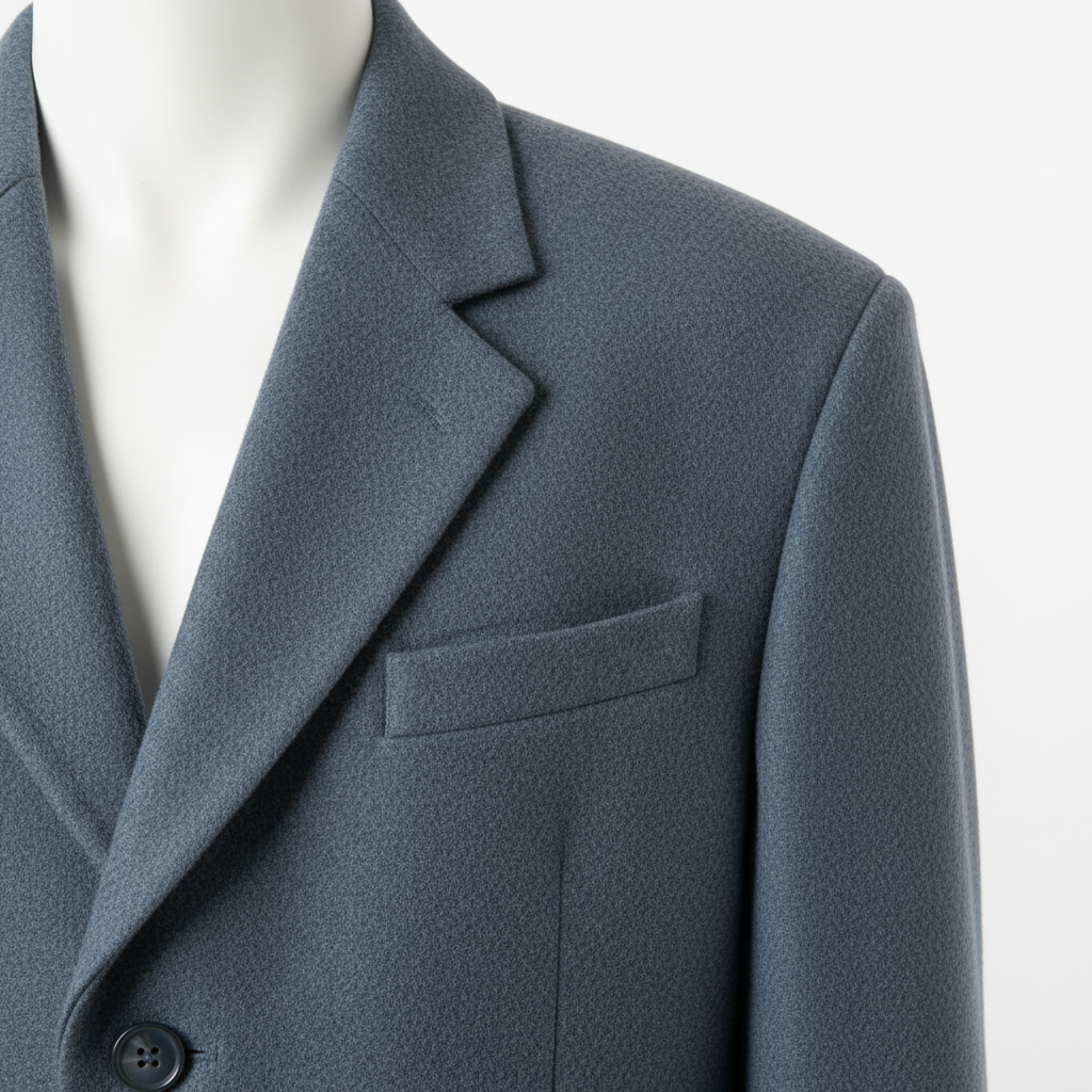 Modern Oversized Blazer – Slate Blue – Fabric Detail