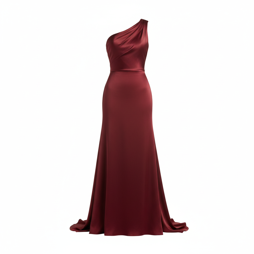 One Shoulder Evening Dress in Ruby Wine – Hero