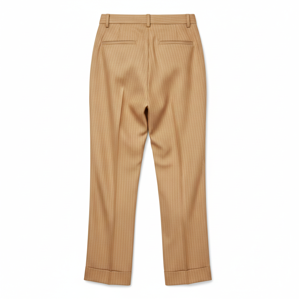 Pinstripe Relaxed Trousers – Champagne Gold – Back View