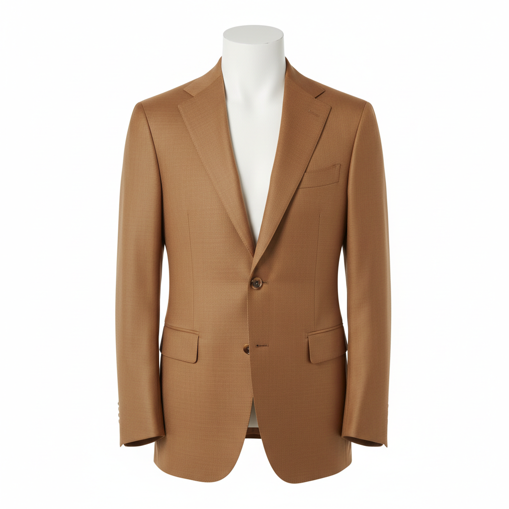 Executive Single-Breasted Blazer – Dusty Camel – Front View