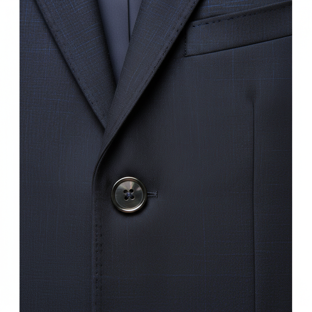 Executive Single-Breasted Blazer – Midnight Navy – Fabric Detail