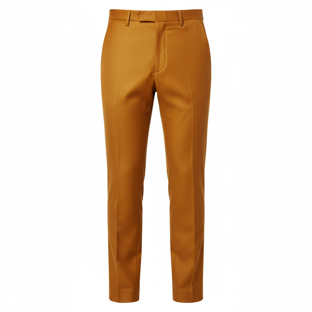 Tailored Casual Trousers in Amber Gold – Front View