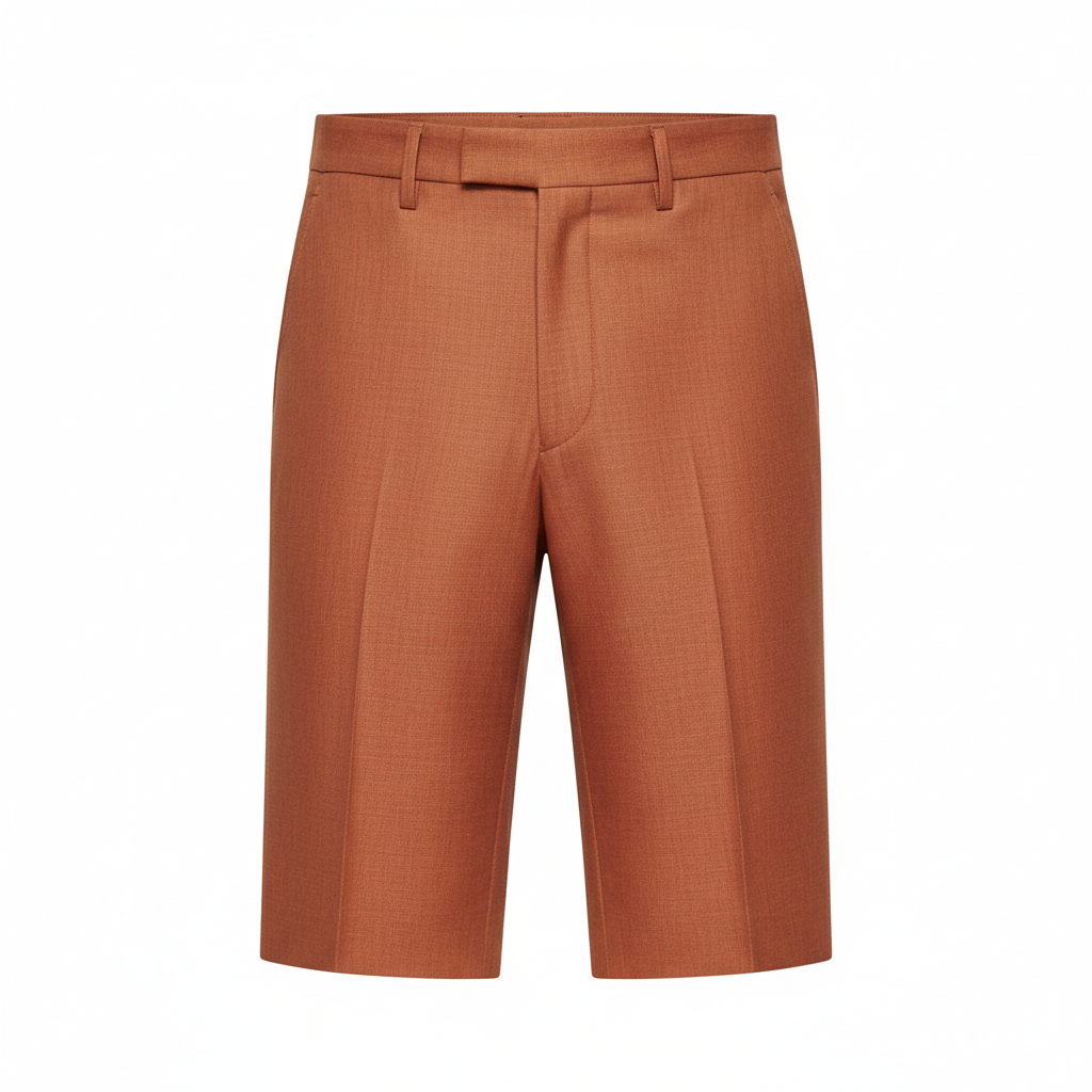 Bermuda Tailored Shorts in Terracotta Rust – Front View