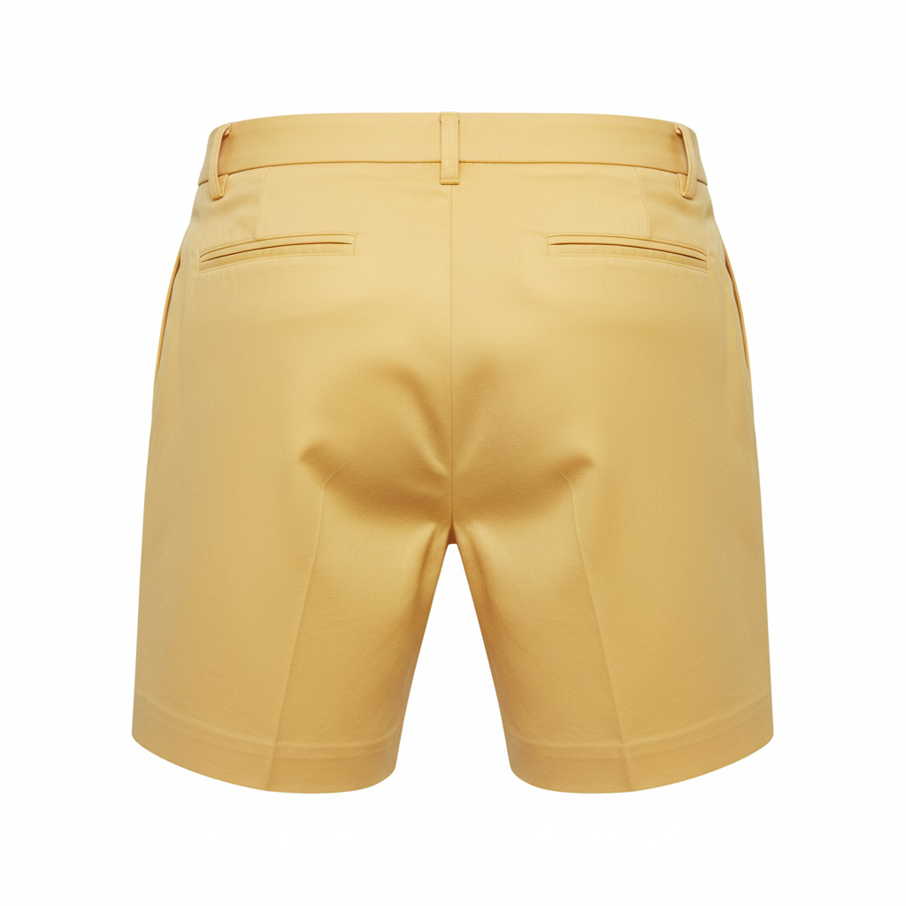 Bermuda Tailored Shorts in Butter Yellow – Back View