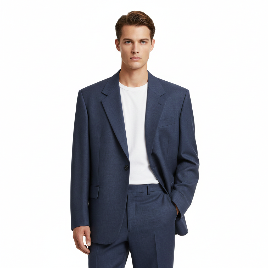 Modern Oversized Blazer – Slate Blue – Model