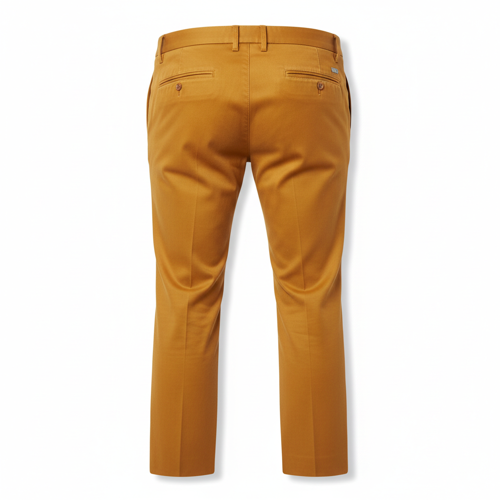 Tailored Casual Trousers in Amber Gold – Back View