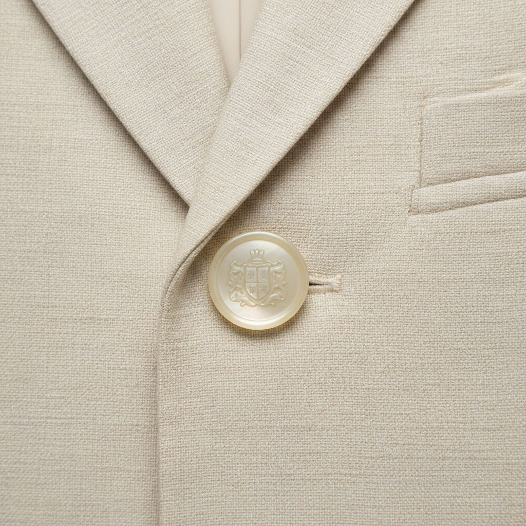 Heritage Button Blazer – Ivory Sand – Fabric Detail