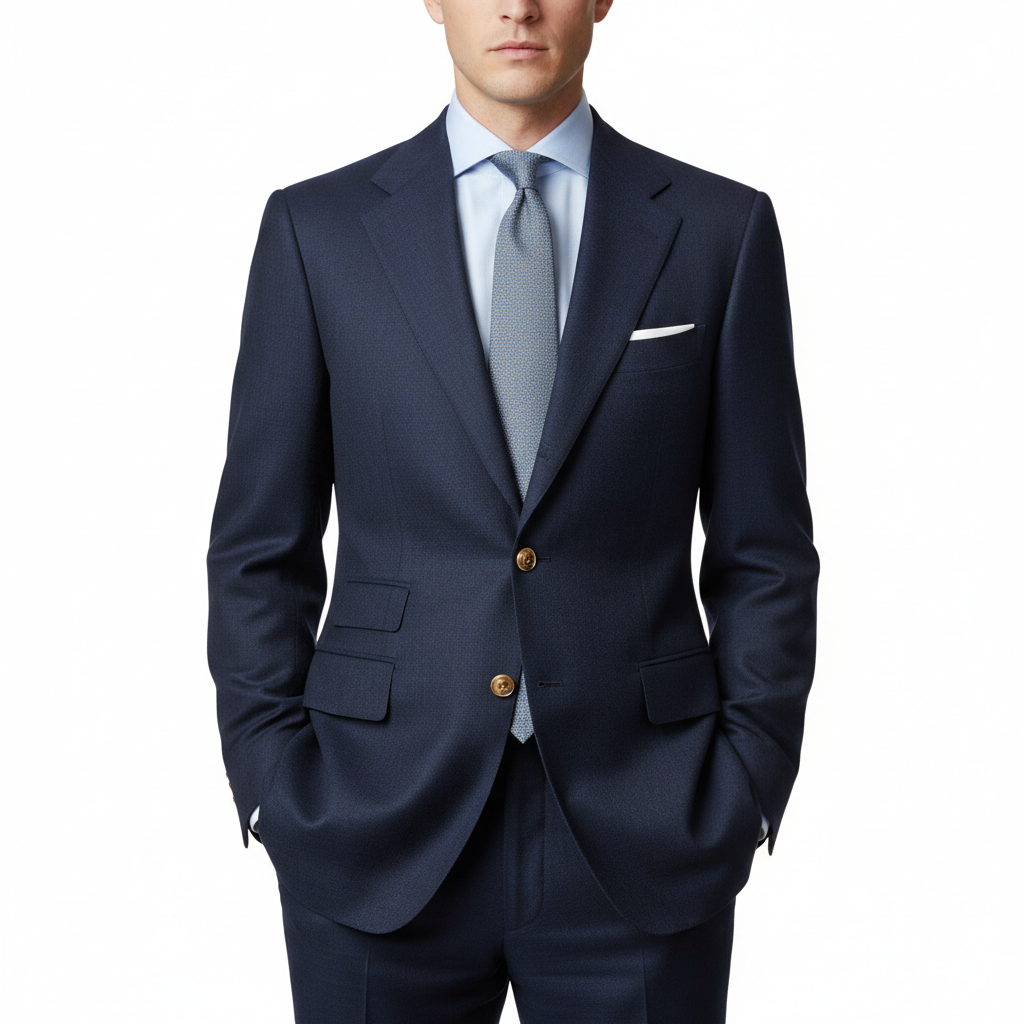 Heritage Button Blazer – Deep Navy – Model