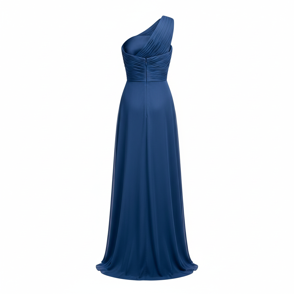One Shoulder Evening Dress in Royal Blue – Back View