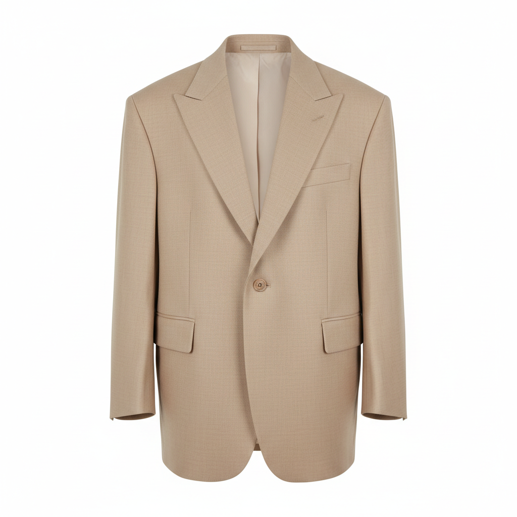 Modern Oversized Blazer – Sandstone Beige – Front View