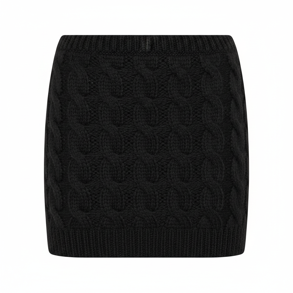 Knit Halter Mini Dress in Jet Black – Knit Texture Detail