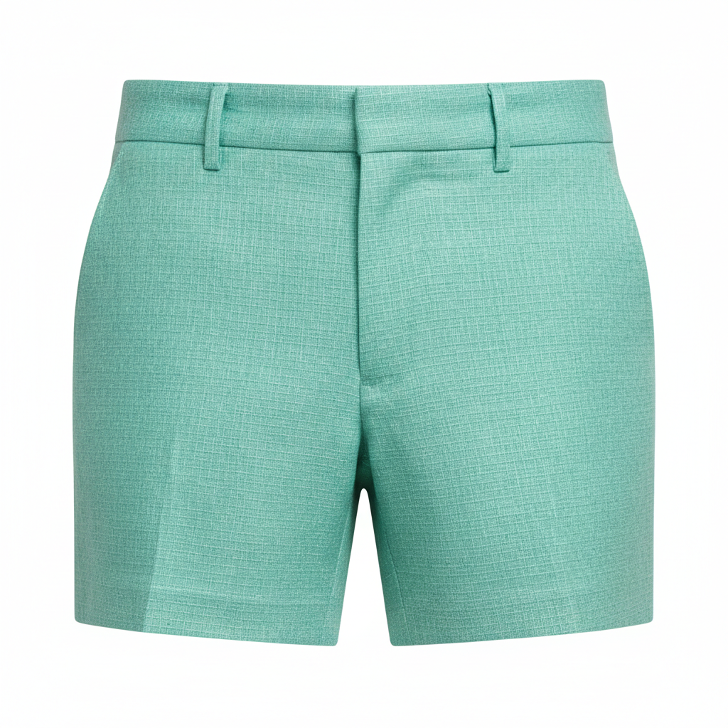 Bermuda Tailored Shorts in Ocean Mint – Detail Close-Up