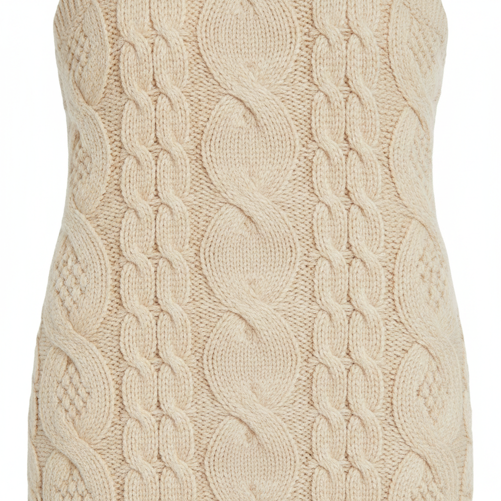 Knit Halter Mini Dress in Ivory Cream – Knit Texture Detail
