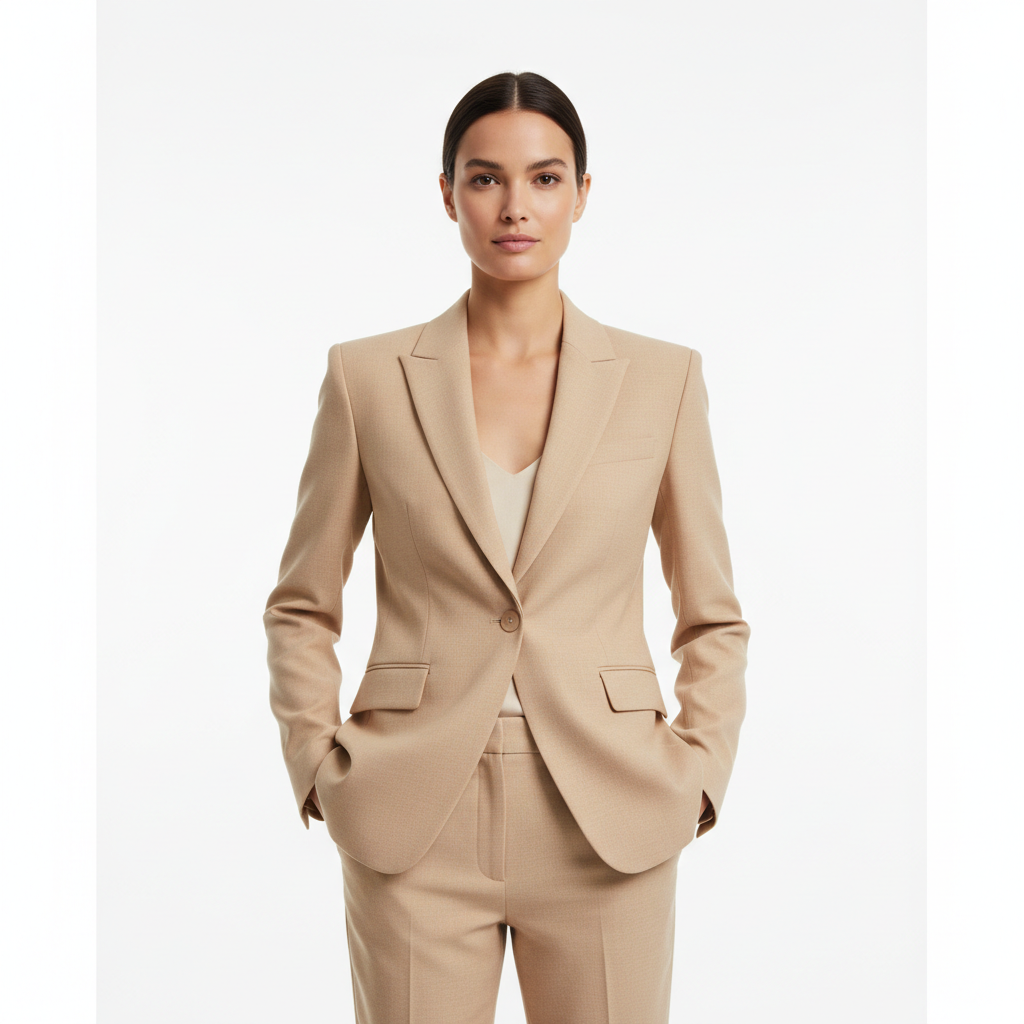 City Blazer Warm Beige – Model Shot