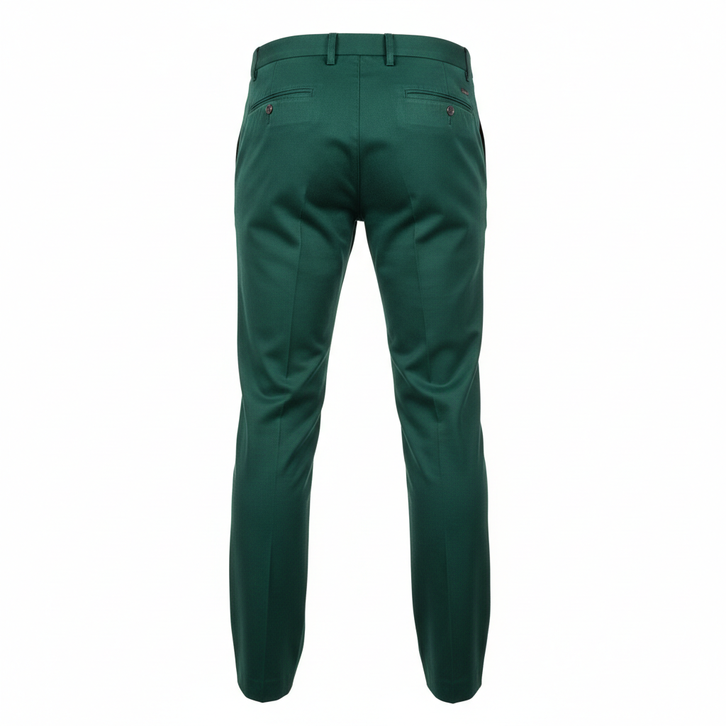 Tailored Casual Trousers in Emerald Green – Back View
