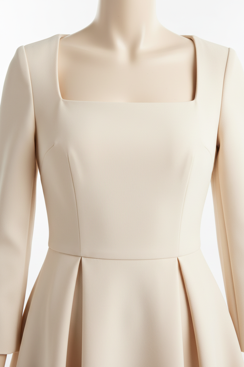 Square neckline close-up detail